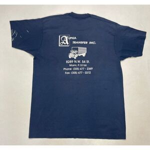 VINTAGE Alpha Transfer Inc Miami Truck T-shirt Men XL Blue USA 90s Single Stitch